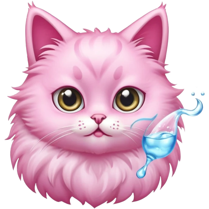 Pink flying cat eating water emoji