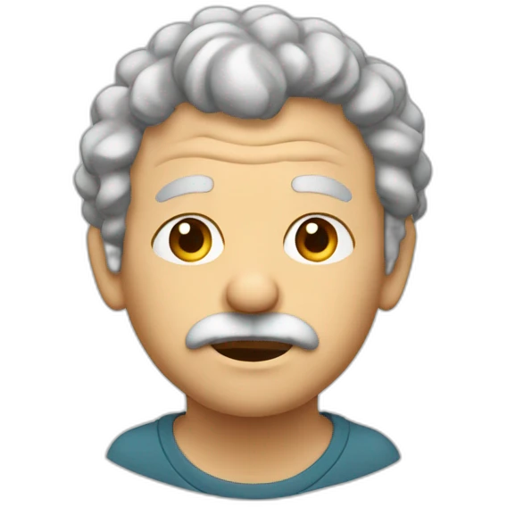 head only of short light brown very curly hair, big broken nose,gotee, old person emoji