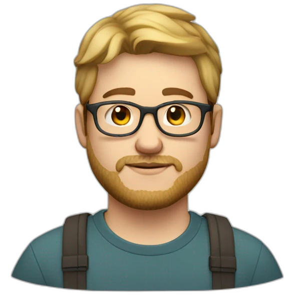 chubby white male 25 years old straight dark blond hair glasses and little beard and light mustache emoji