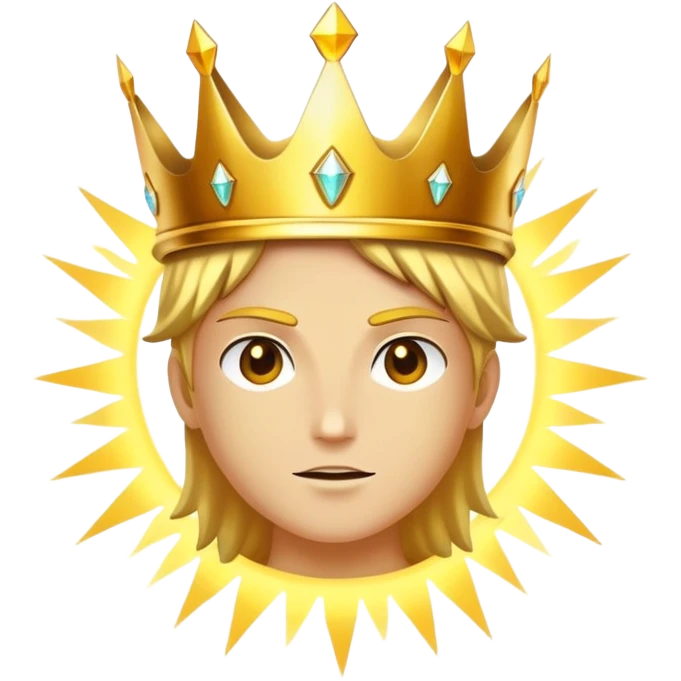 godlike character with a glowing crown, golden aura, powerful energy emoji