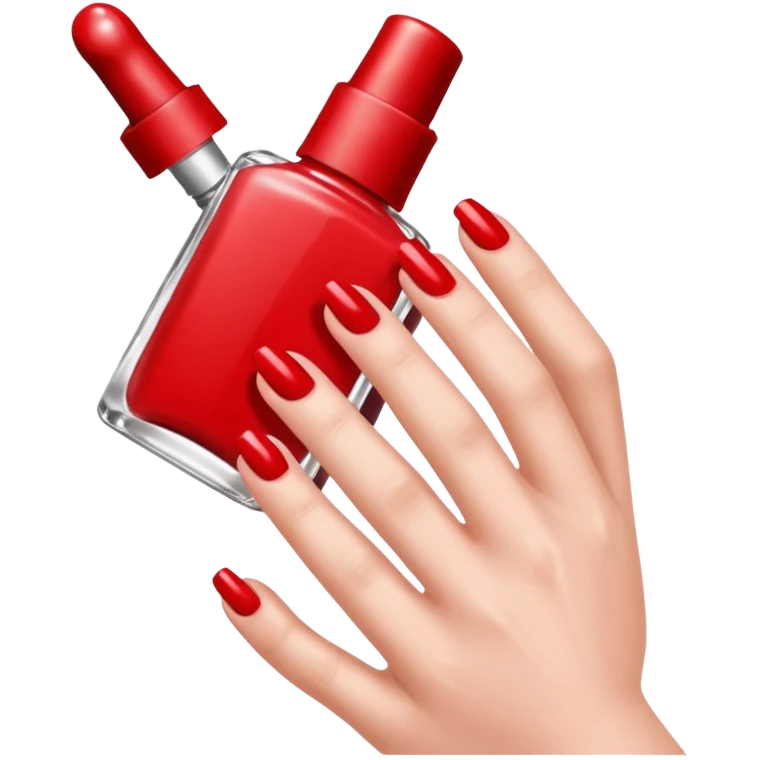 hand with painted nails and nail polish bottle emoji