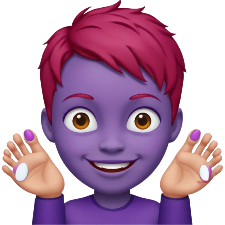 BIG BIG head  tiny toes  red hair purple skin emoji