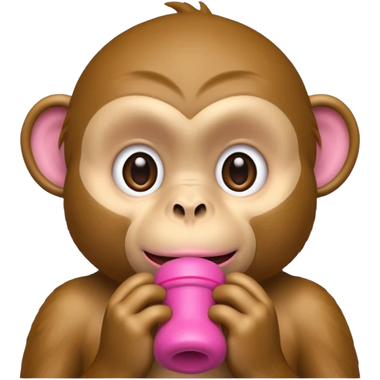 A monkey covering his mouth but with a sextoy dildo emoji