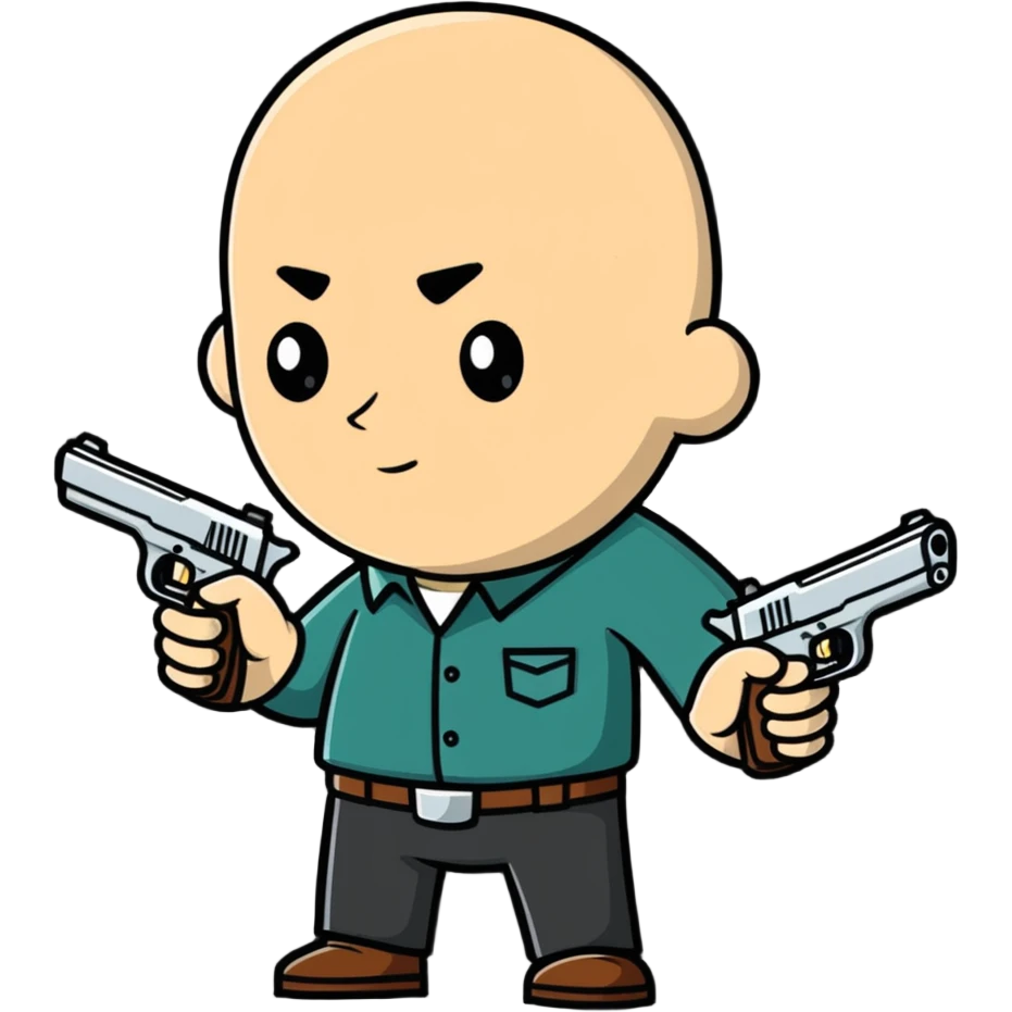 bald man holding a pistol emoji