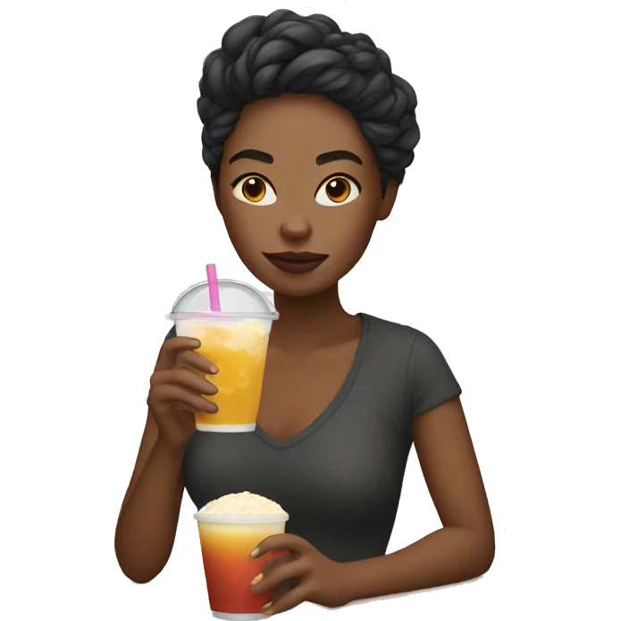 Cool woman drinking boba. emoji