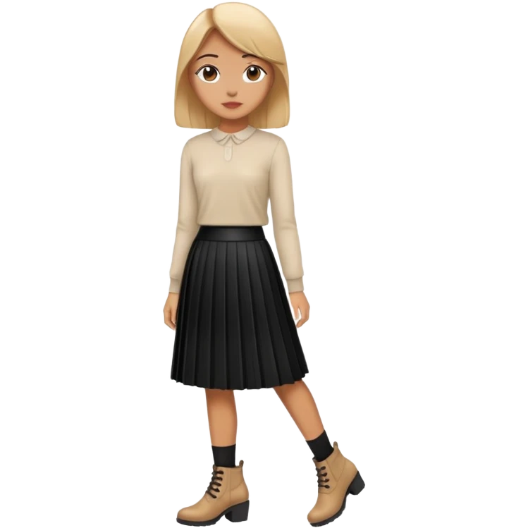  Black pleated skirt and ankle boots  emoji