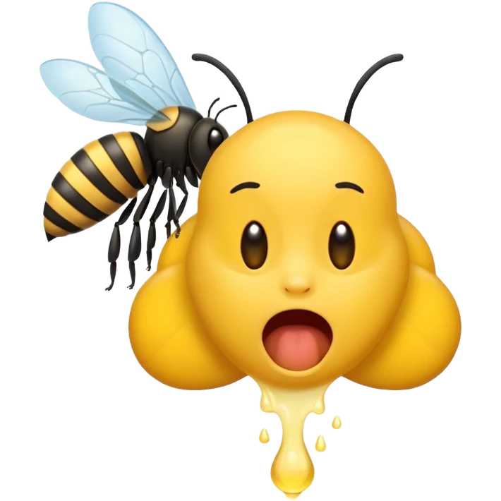 A emoji face farting a bee emoji