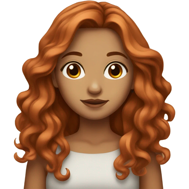 Beautiful girl,copper hair,wavy hair，long hair,Brown eyes emoji