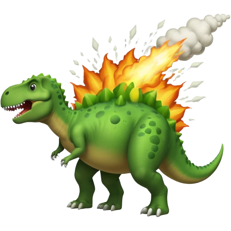 Dinosaur farting out a explosion from his butt emoji