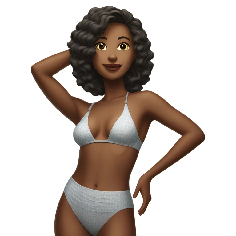 swimsuit beauty against tile wall emoji