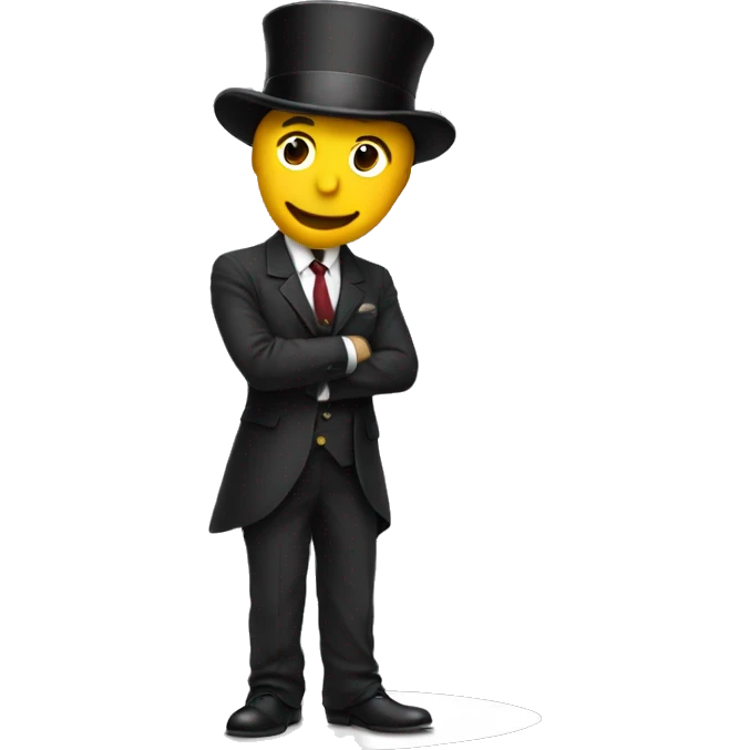 man in a suit and tophat bowing as if on stage emoji