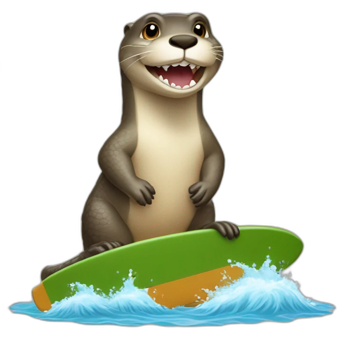 Une loutre qui fait du surf sur un crocodile emoji