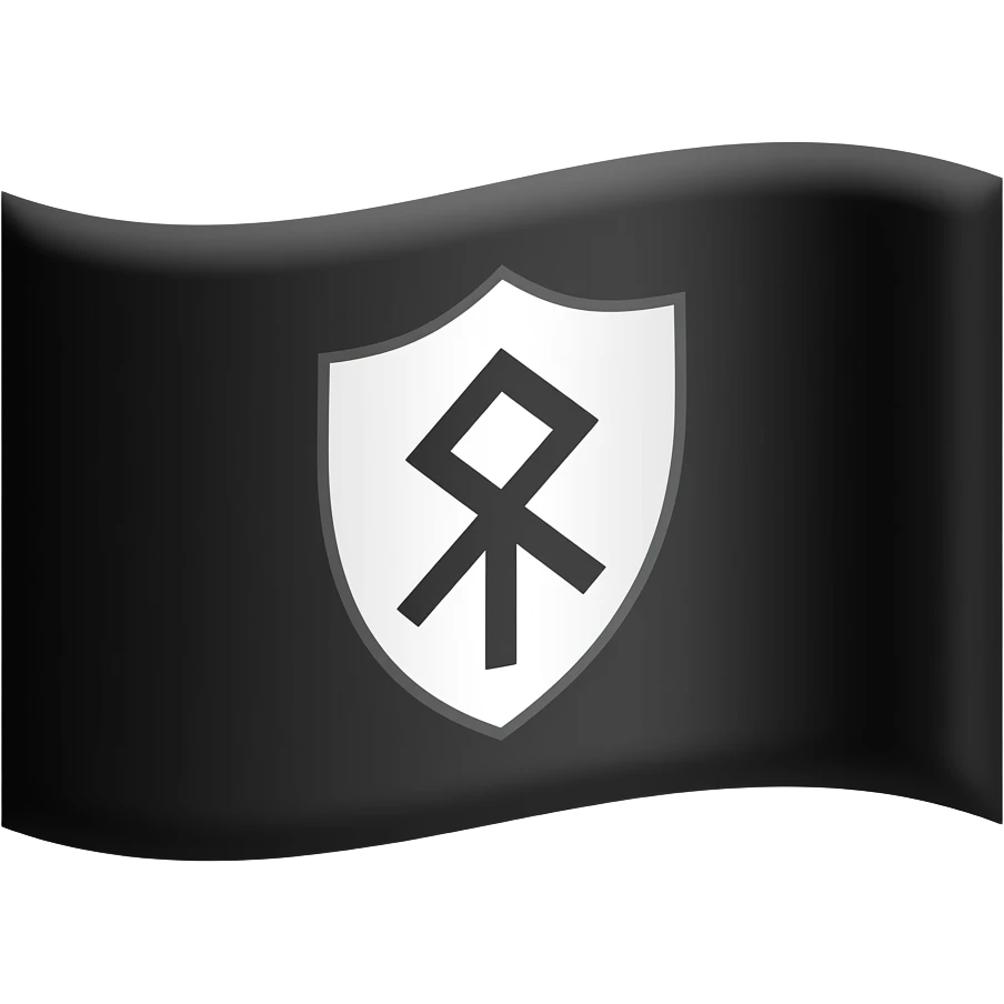 Make a black flag with a white shield in the middle with a Norse Elder Futhark rune inside emoji