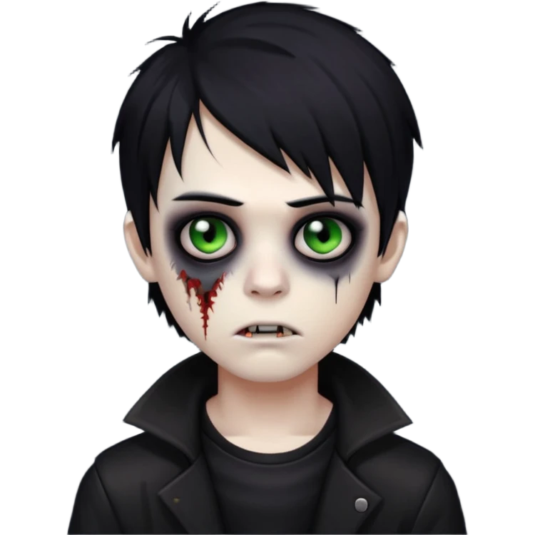boy zombie with black hair emo emoji