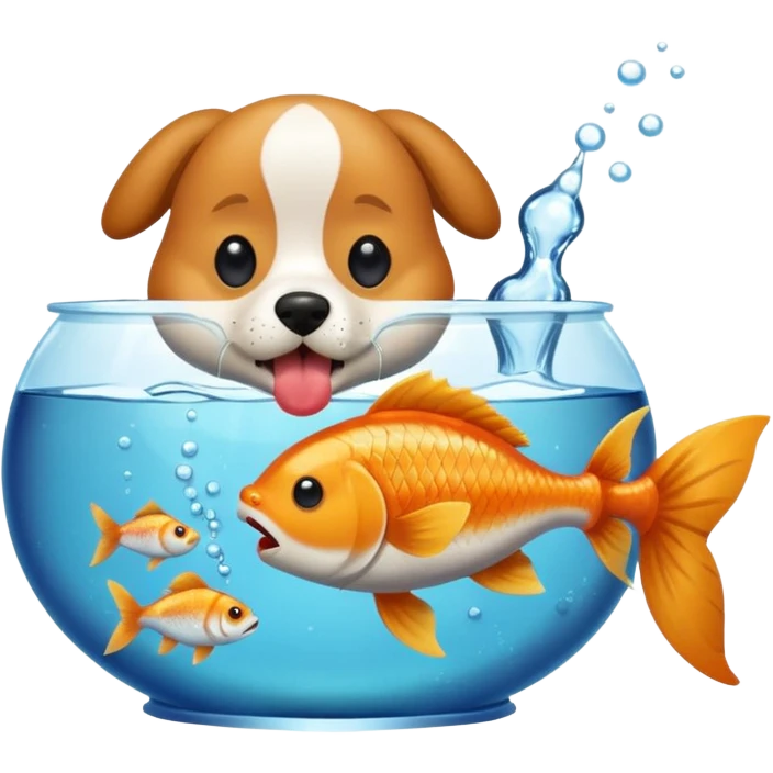 Dog licking a fish in a tank emoji
