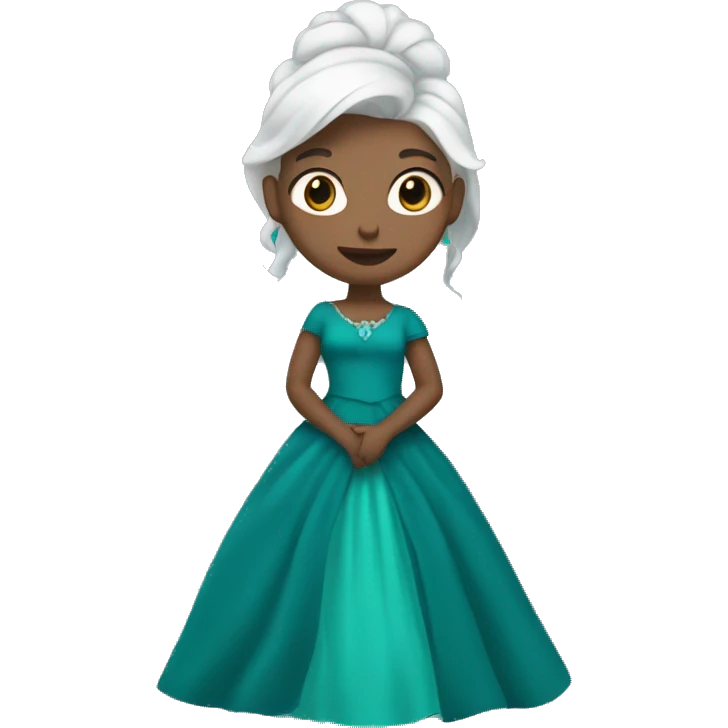 girl with white hair wearing teal queens dress emoji