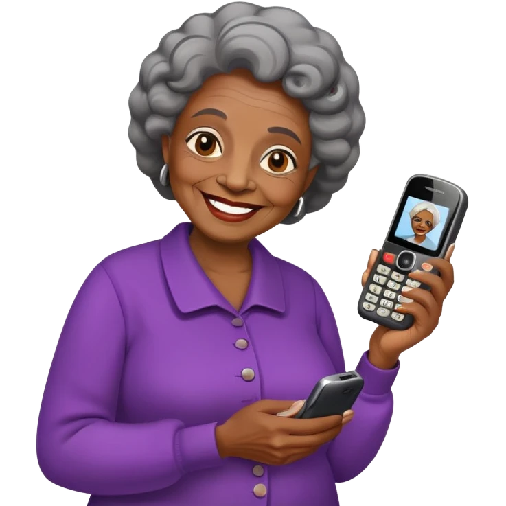 black old lady with flip phone emoji