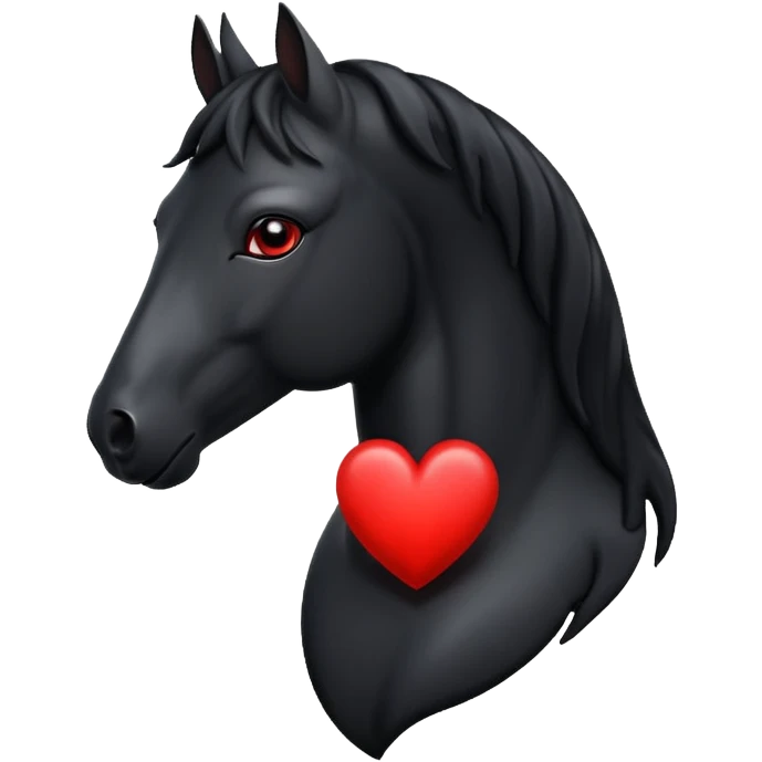 Black Horse centered within a red heart emoji emoji