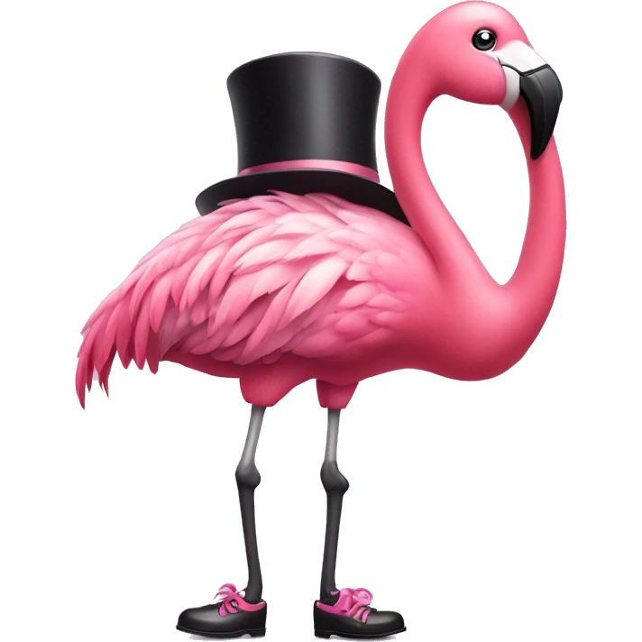 Pink flamingo wearing tap dancing shoes emoji