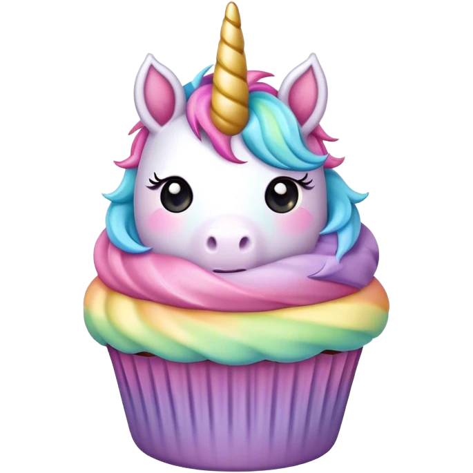  cute puffy pastel rainbow unicorn cupcake emoji
