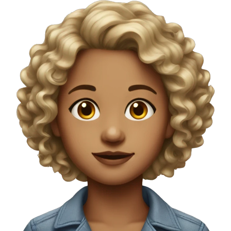 realistic portrait of a girl with a curl hair emoji