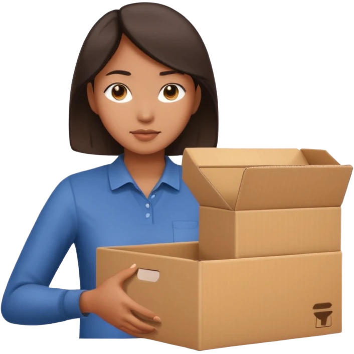 택배박스를 포장하는 동양인 여자 emoji