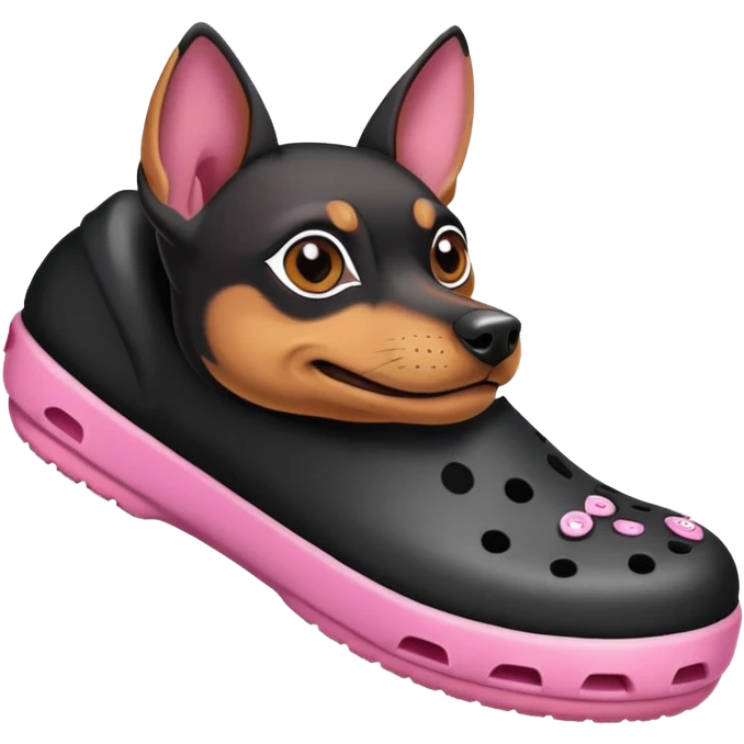 minpin wearing crocs emoji