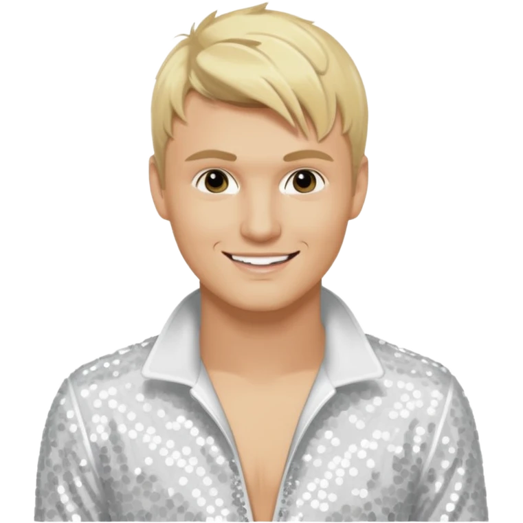 Nick Carter from Backstreet Boys with blonde hair, white sequin outfit emoji