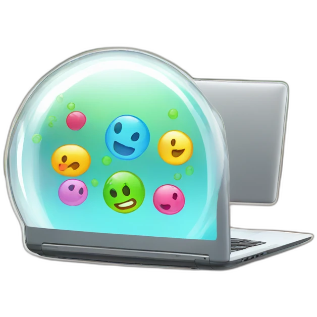 laptop inside a bubble sticker emoji