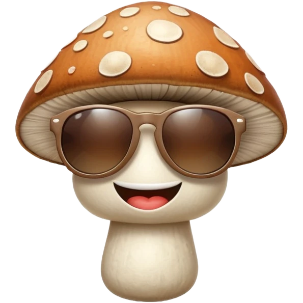 mushroom with sunglasses and a big smile emoji