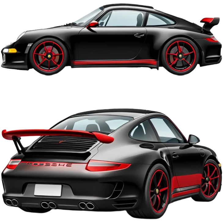 Black Porsche 911 with red details emoji