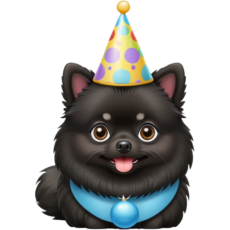Black Pomeranian birthday emoji