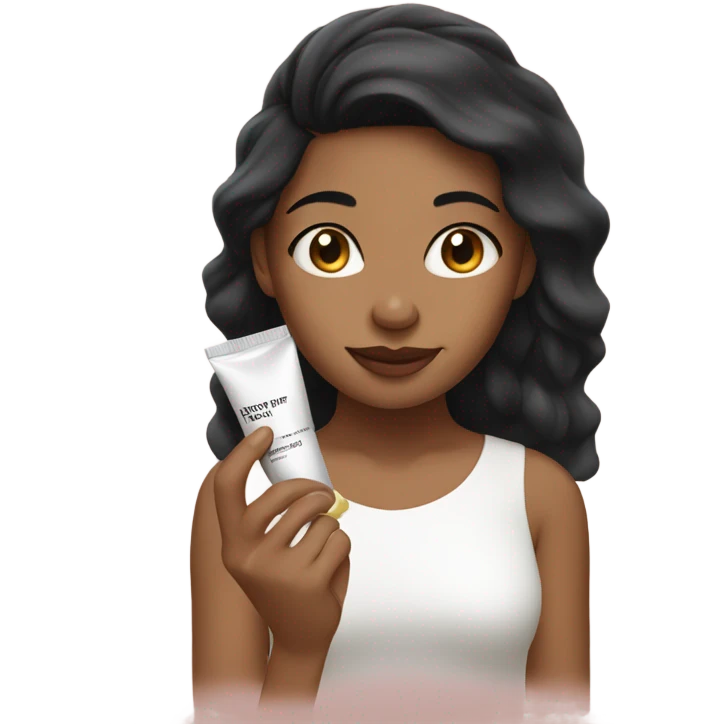 Light brown girl with black hair applying cream on face emoji