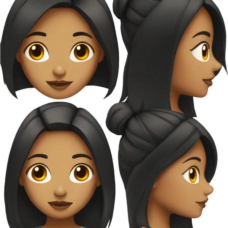 tan girl with black hair and medium length hair emoji