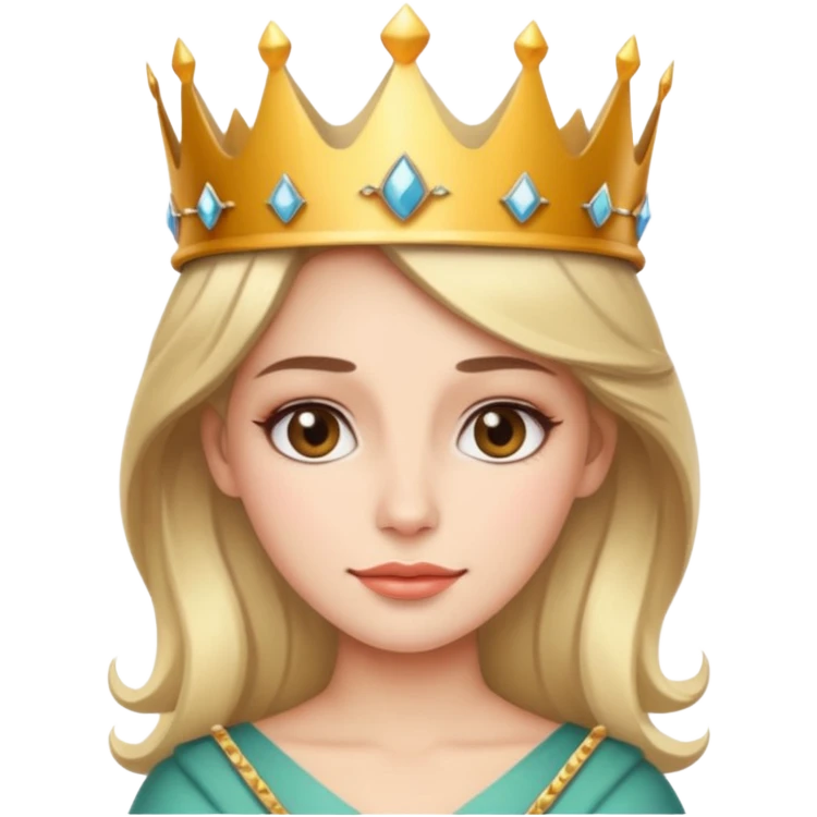 Give me an emoji of a women wearing neutral makeup with a crown. She is looking very smug emoji