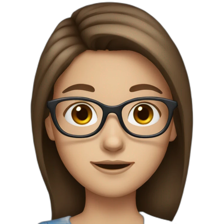 girl with brown hair blue eyes and glasses emoji