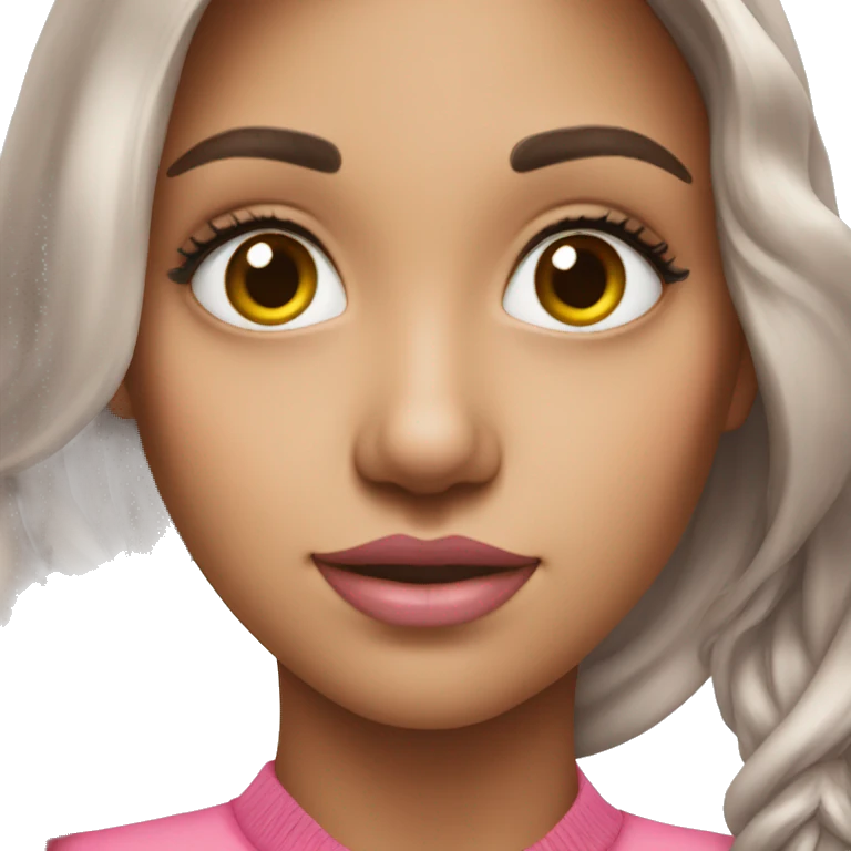 selfie of girl in pink smaill  emoji