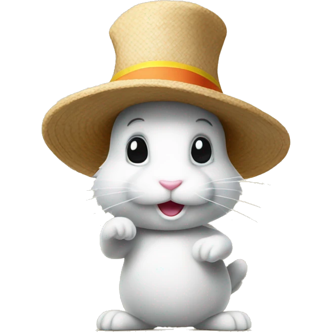 rabbit stands on two legs with a sunny hat emoji
