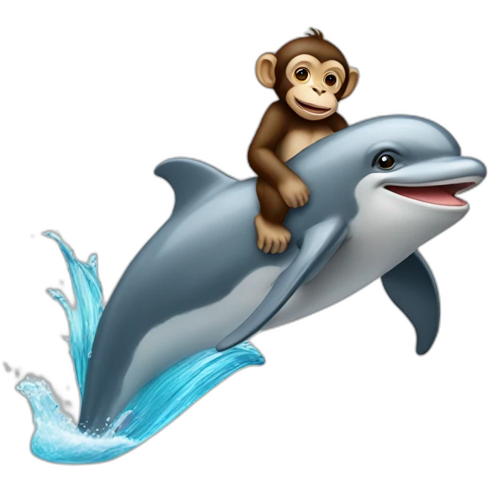 monkey riding a dolphin emoji