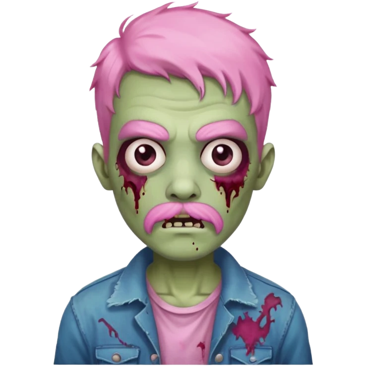 young zombie with pink mustache emoji