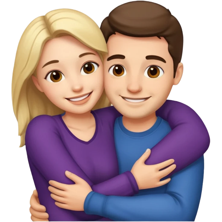 Two people hugging, one male one female emoji