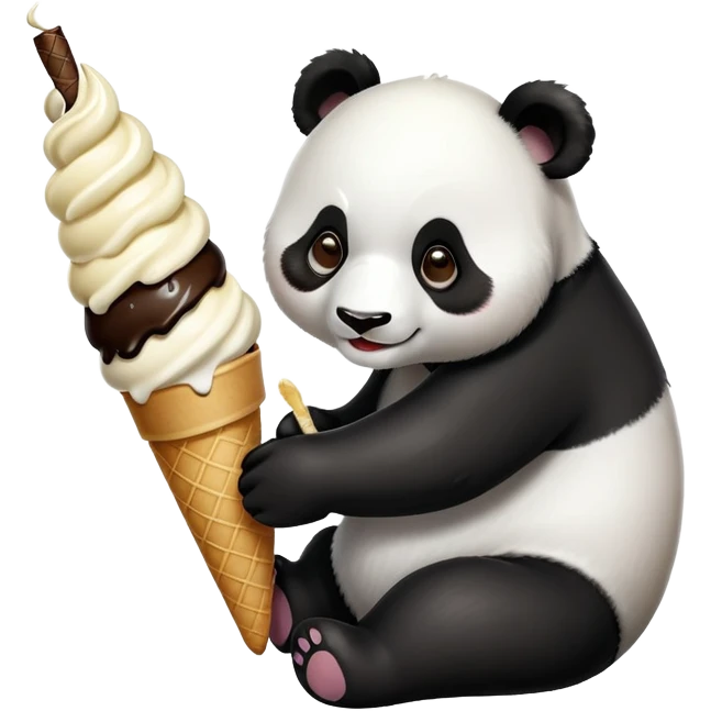 Panda eating ice cream emoji