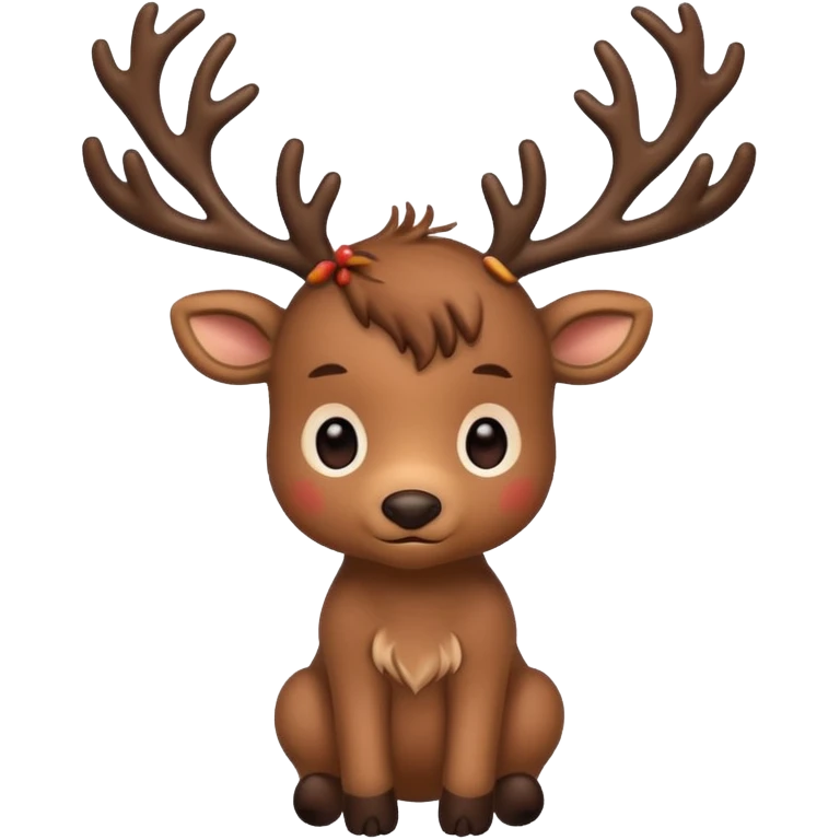 reindeer baby  cute, full body , branches stuck in head emoji