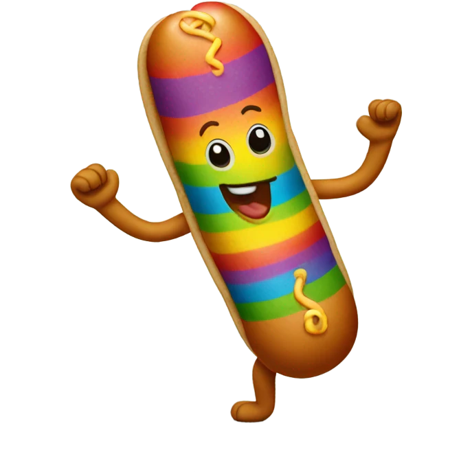 Rainbow hotdog dancing  emoji