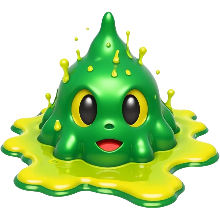 3D render of Green Ooze Puddle, toxic waste aesthetic, neon green bubbling liquid, caution yellow metal, industrial warning texture, . emoji