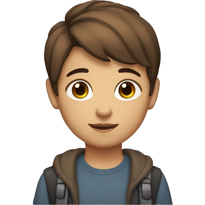 Short brown haired 14 year old gender neutral bisexual  emoji