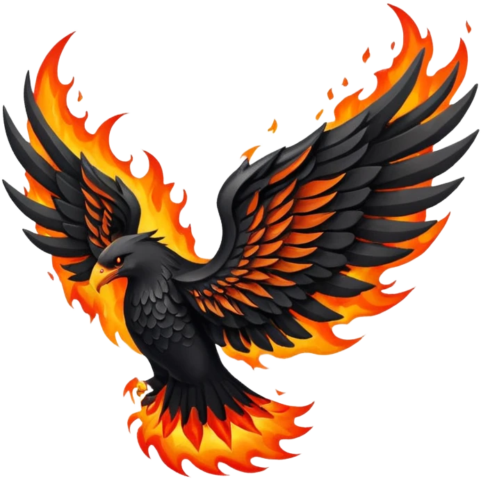A black wing on fire emoji