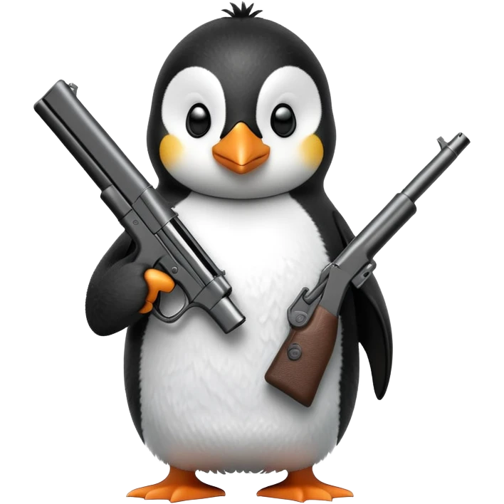 Penguin with gun emoji