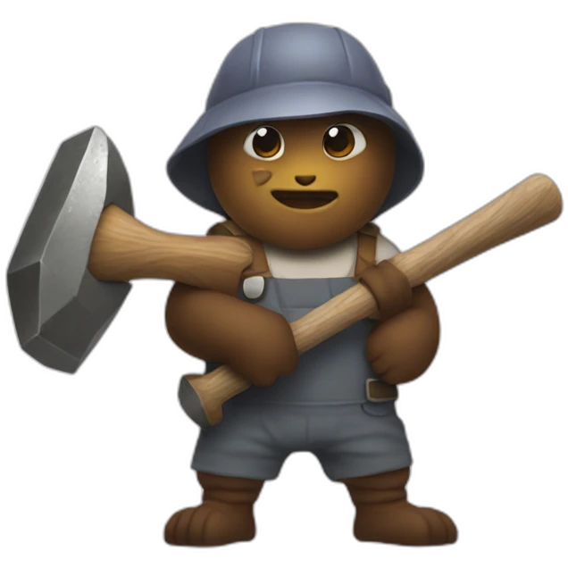 Pigouin holding a big hammer emoji