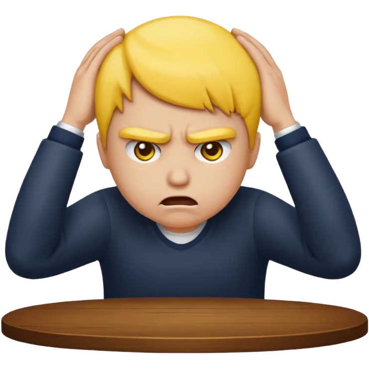 round yellow face repeatedly hitting head on a desk, annoyed emoji emoji